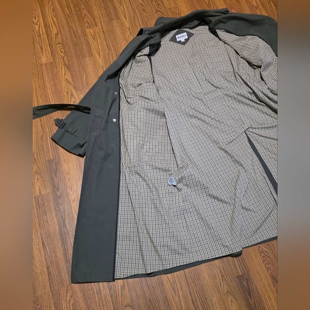 Moores Men’s Gray Double-Breasted Belted Trench Coat Rain Size 46 Regular A75 - Picture 8 of 14